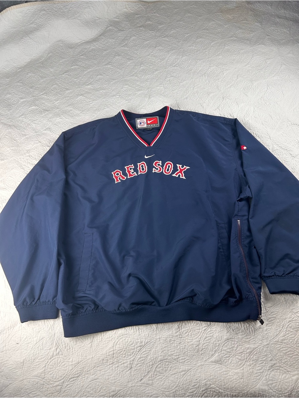 Nike Navy Red Sox Pullover Windbreaker with Red Trim